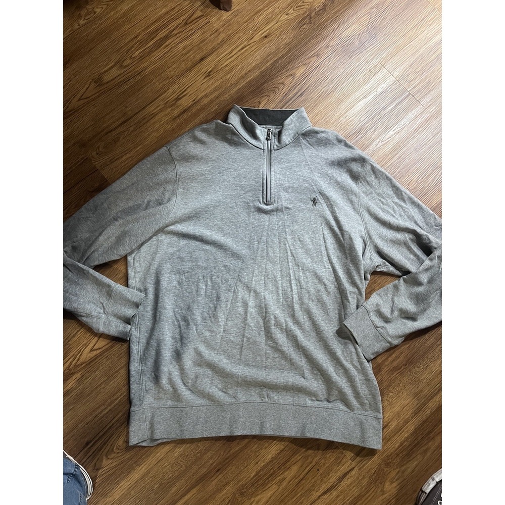 Polo Ralph Lauren Mens XXL‎ Gray 1/4 Zip Logo Cotton Pullover Sweatshirt